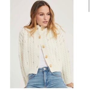 Something Navy Cardigan - Cream with sequin flowers - size small